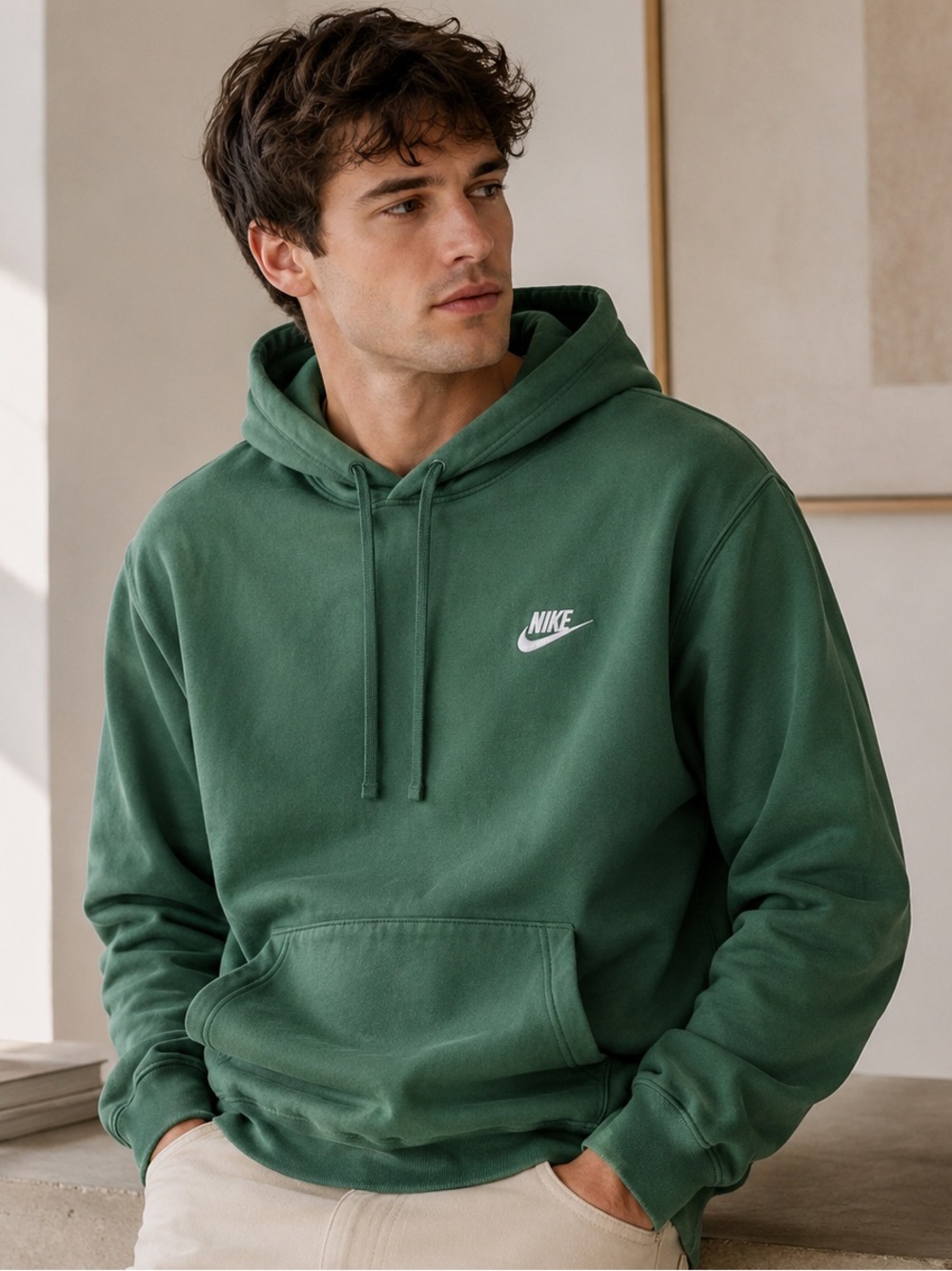 Nike Men’s Dark Green Pullover Hoodie Size XL